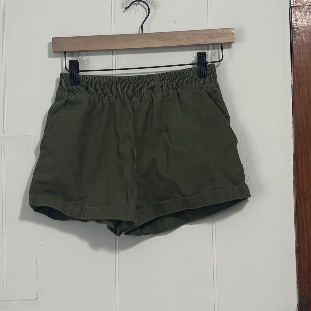 Forever 21 Womens Olive Green‎ Elastic Waist Cotton Utility Shorts Size XS